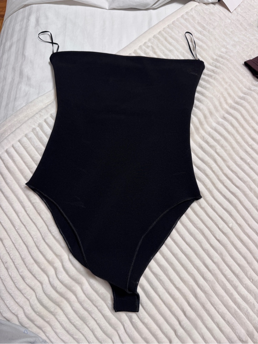 Zara Black Strapless-Look Bodysuit with Thin Spaghetti Straps